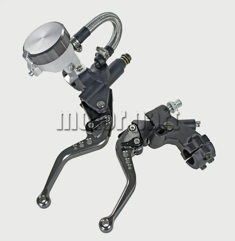 7/8" Universal Motorcycle Brake Clutch Lever Master Cylinder Reservoir Set Black