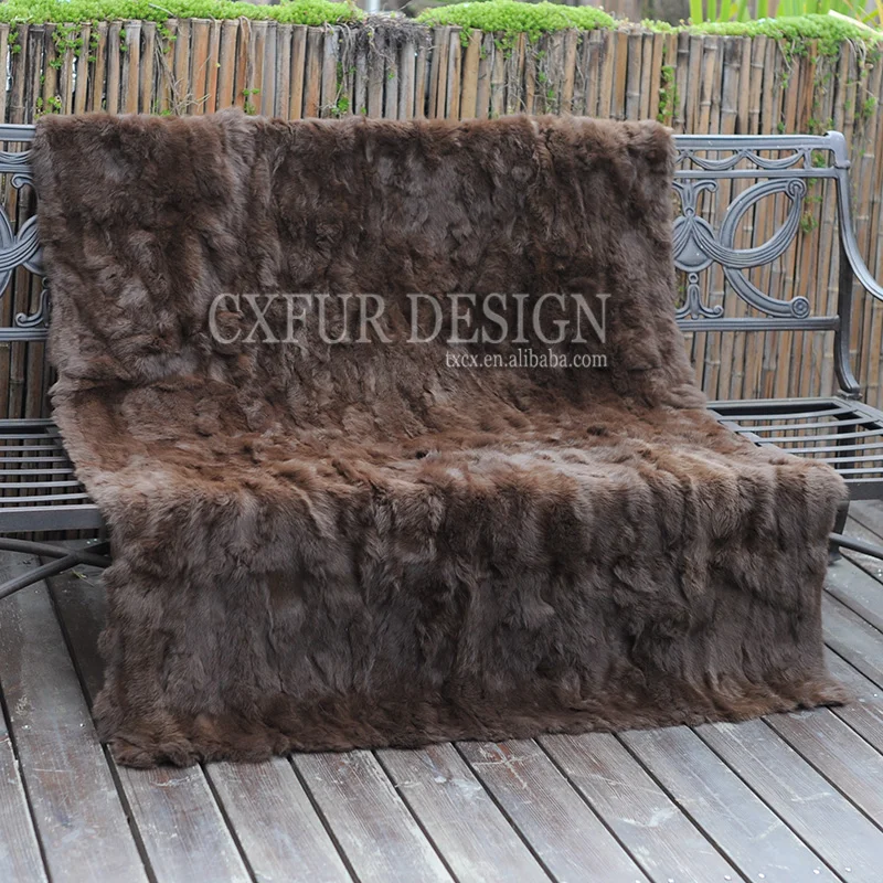 

CX-D-11V Custom Size 220X220cm Hot Selling Rabbit Fur Rugs Good Quality Fur Throw Blanket ~ DROP SHIPPING