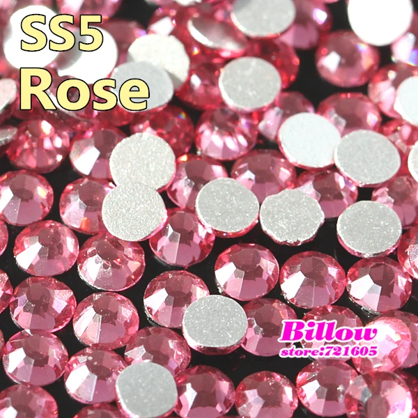 SS5(1.7-1.8mm) 1440pcs/bag Flat Back Rose Rhinestones Gule On Decorative Glass Strass Crystal Glitter Rhinestone For Nails B0829 | Дом и сад