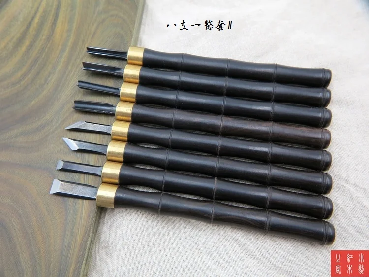

8PCS Top quality Wood Carving Hand Chisel Woodworking Tool Set Japan SK5 Ebony Handle Woodworkers Gouges
