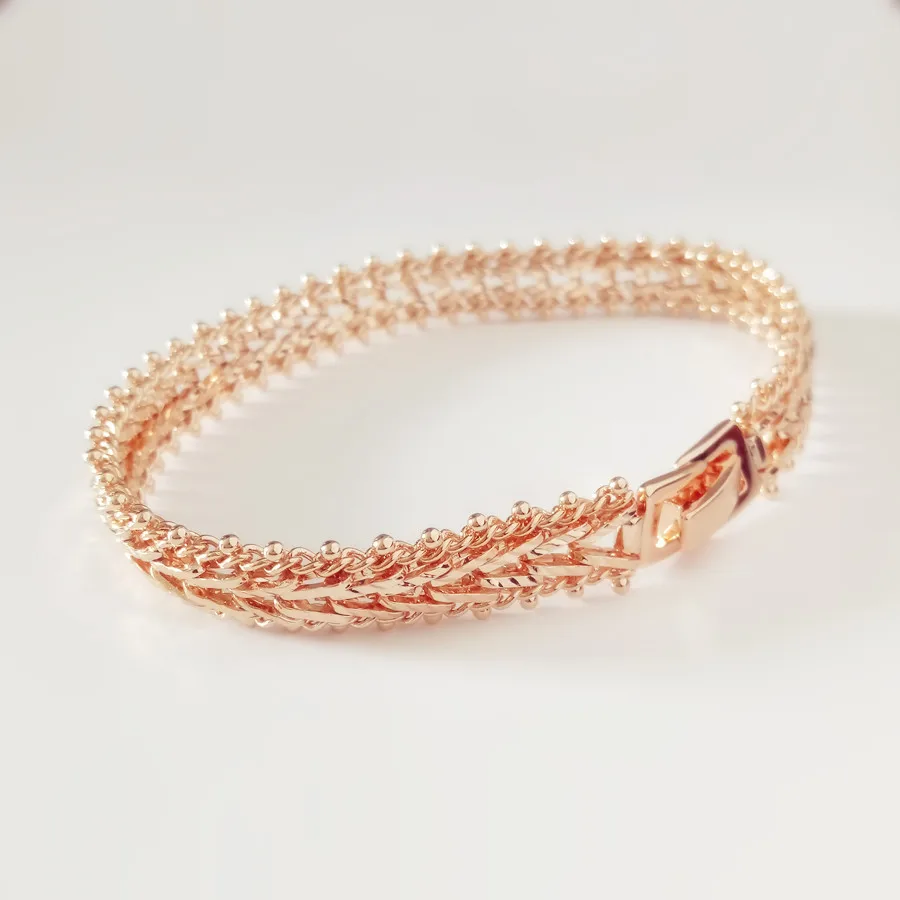 

Man Bracelet Trendy 585 Rose Gold Color Men Bracelets New Fashion Metal Bracelet 8MM Wide Hand Catenary Link Men's Bracelets