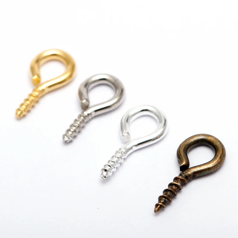 200pcs/lot Small Tiny Mini Eye Pins Eyepins Hooks Eyelets Screw Threaded Silver Clasps Hooks