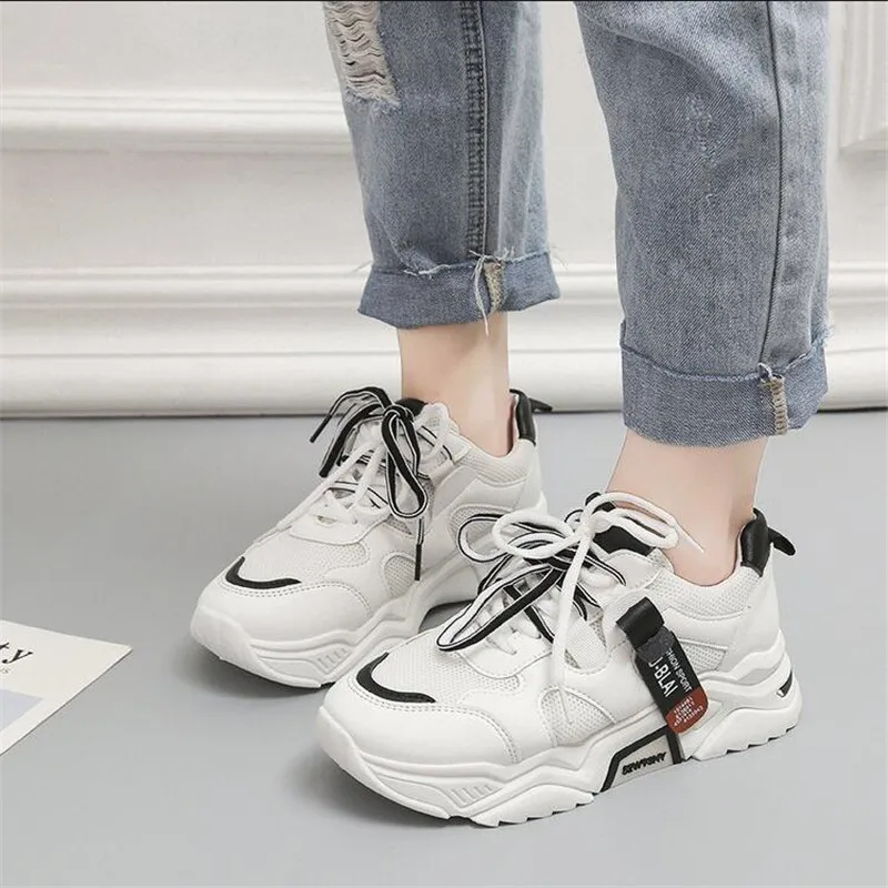 

Mhysa 2019 Spring Sneakers Platform Women Mixed Color Thick Sole Female Chunky Shoes Lace Up Women Casual Platform Sneakers L522