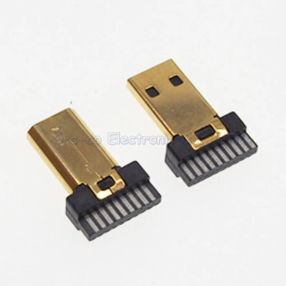 20 шт./лот Micro HDMI штекер d типа Позолоченный разъем HDMI