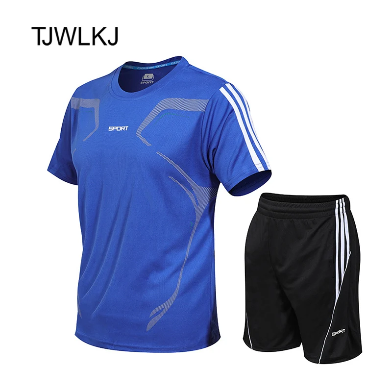 TJWLKJ Mens Clothing 2 Piece Set Tracksuit Men 5xl Polyester Sport Jogging Solid Men's Sets T Shirt Short Men Track Suit