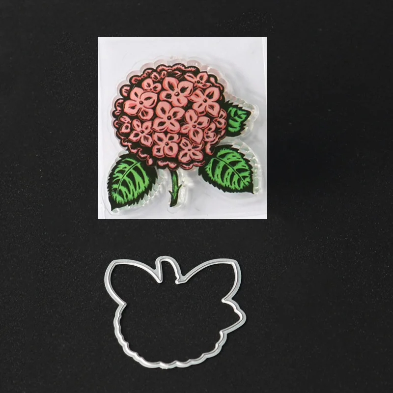 Stamps Cut Dies Set Flower Rubber Stamp and Cutting Die in Embossing