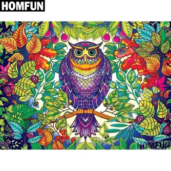 

HOMFUN 5D Diamond Pattern Rhinestone Needlework Diy Diamond Painting Cross Stitch "forest owl on tree" Diamond Embroidery A00691