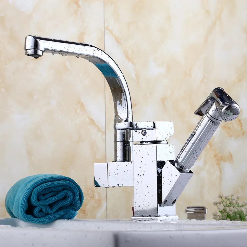 

New Modern Single Handle Swivel Spout Mixer Pull-down Kitchen Faucet Tap