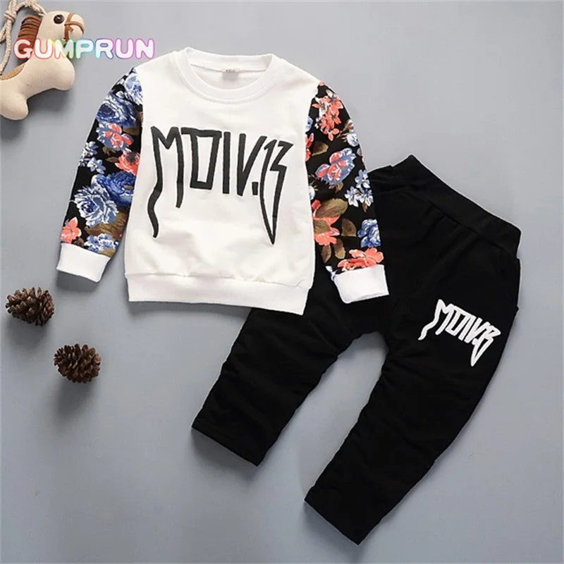 

Fashion Winter Kids Clothes Floral Print Boy's clothing Warm long-sleee Children's Clothing set Boy Winter Clothes For kids