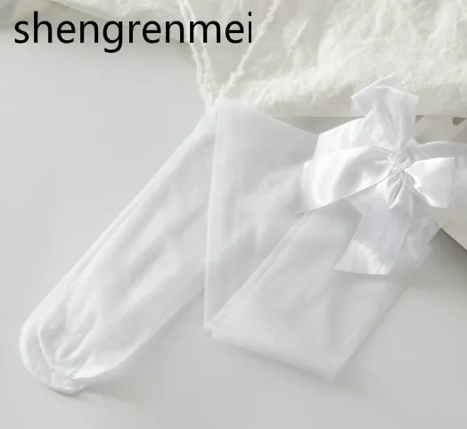 Shengrenmei новые модные черные белые сексуальные чулки до бедра прозрачные с бантом Чулки трикотаж для милых девушек