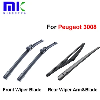 

Front & Rear Wiper Arm And Blade For Peugeot 3008 2009 2010 2011 2012 2013 2014 2015 2016 Windshield Windscreen Car Accessories