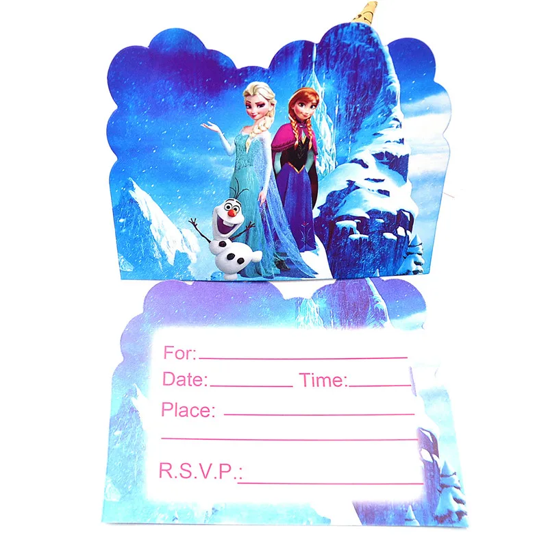 

10pc/lot Cartoon Ice And Snow elsa Invitation Card Children Birthday Party Supplies Event Decoration Party Event Supplies