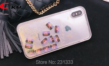 

C-ku For Iphone X XS 8 7 PLUS I7 6 6S Liquid Glitter Sand Quicksand TPU PC Hard Case Flow Letter Clear Skin Cover Fashion 50pcs