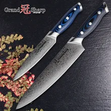 Набор ножей из дамасской стали 2 шт. из дамасской стали японский, из нержавеющей стали VG10 принадлежности для шеф-повара ножи Пособия по кулинарии кухонный нож повара Pro инструменты