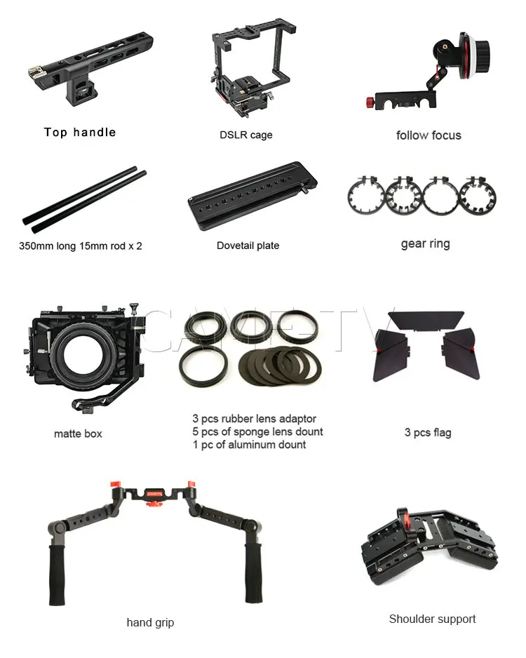 CAME-TV рама для DSLR W/рукоятка для GH4 и SONY A7s и 5D Mark III