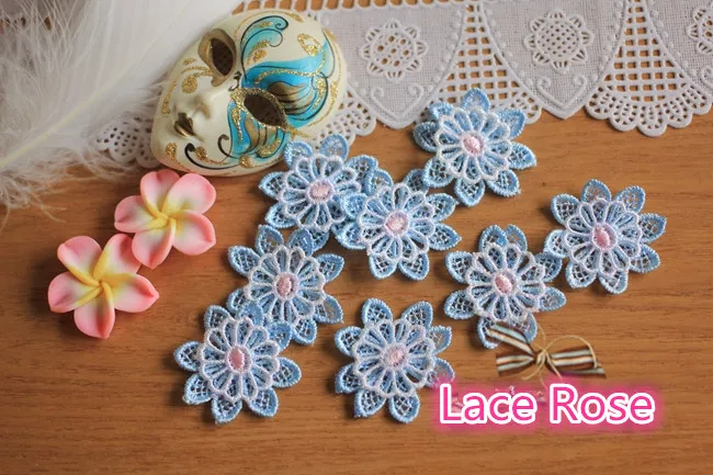 Embroidery applique patch blue double layer flower fabric applique diy Embroidery applique patch blue double layer flower fabric applique diy