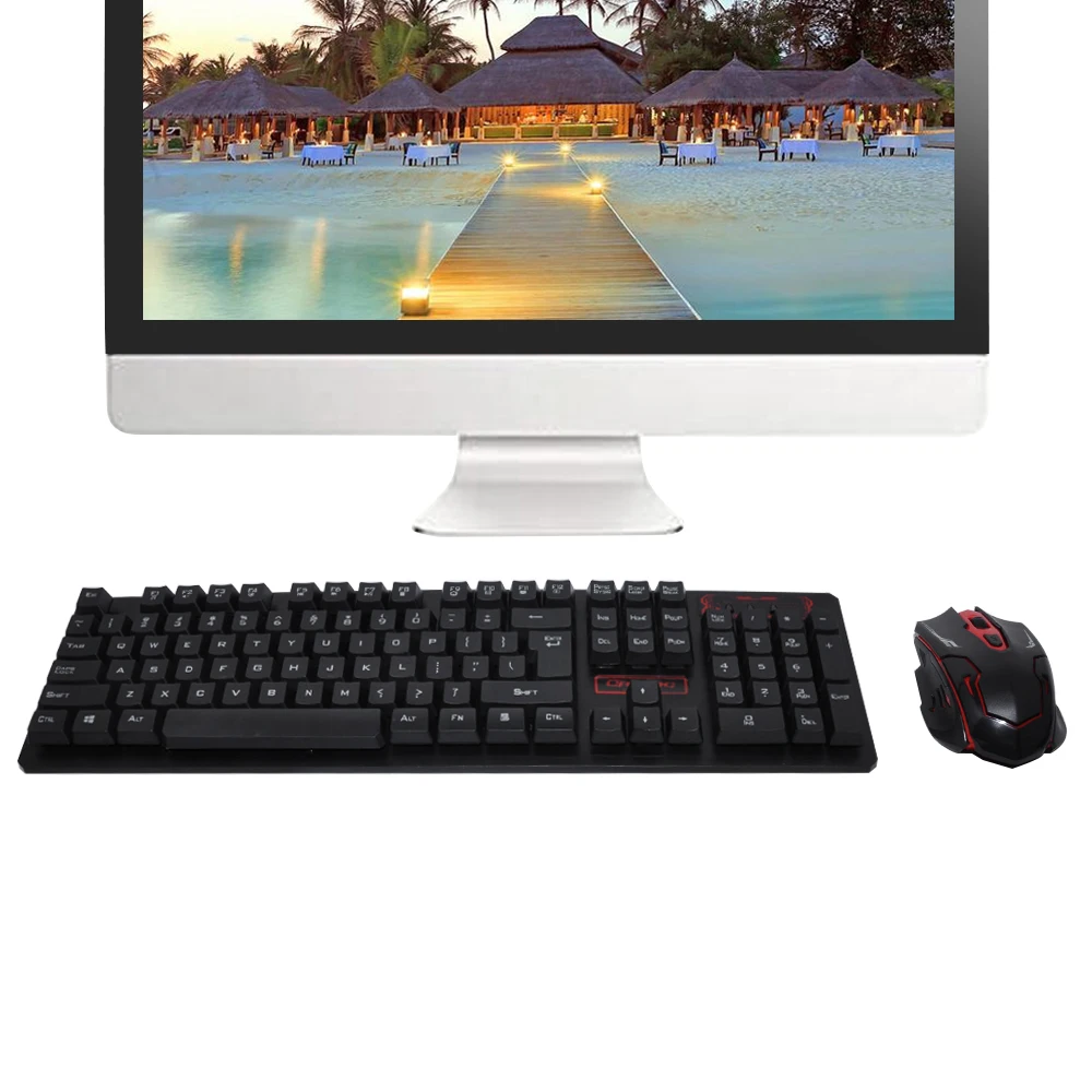 DeepFox дропшиппинг 2,4 ГГц, беспроводной, мультимедиа игровая клавиатура мышь комбо набор с USB Приемником для ПК ноутбук