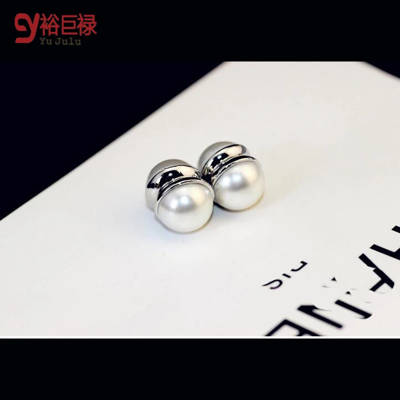 2016 New 2pcs/1sets No Hole Round Natural pearl stud earrings