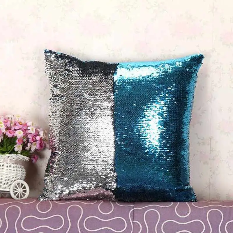 Mermaid Pillows Two Tone Sequins Throw Pillow Cushion Case DIY Case Double Sides Decorative Pillows FBE3 6