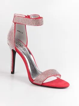 

Rhinestone-Red-heeled open-toed Sandals
