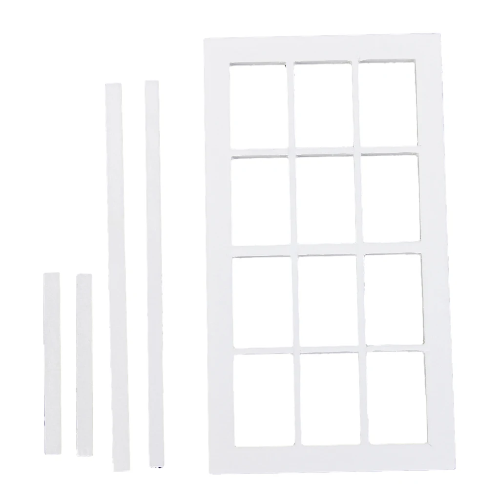 Generic 1/12 Scale Wooden 12 Pane Light Window Frame for Dollhouse Miniature Toys Gifts White