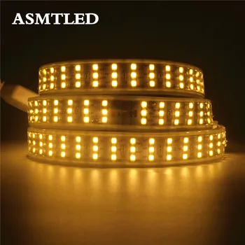 

AC 220V 276Leds/m Three Row LED Strip 2835 220V 240V Waterproof IP67 LED Tape Rope Light Warm White Home Decoration Lighting New