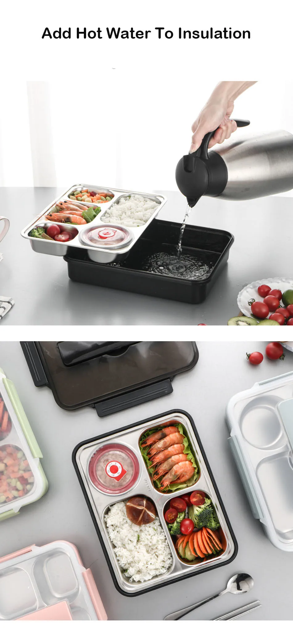 Thermal Multi Boxes Lunch Box Leakproof Office Food Container Stainless Steel Lunch Box