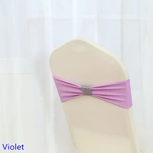 Цвет Фиолетовый Галстук Группы лайкра кресло створки галстук-бабочка лента для Свадебная вечеринка банкет украшения с блестящей ленты