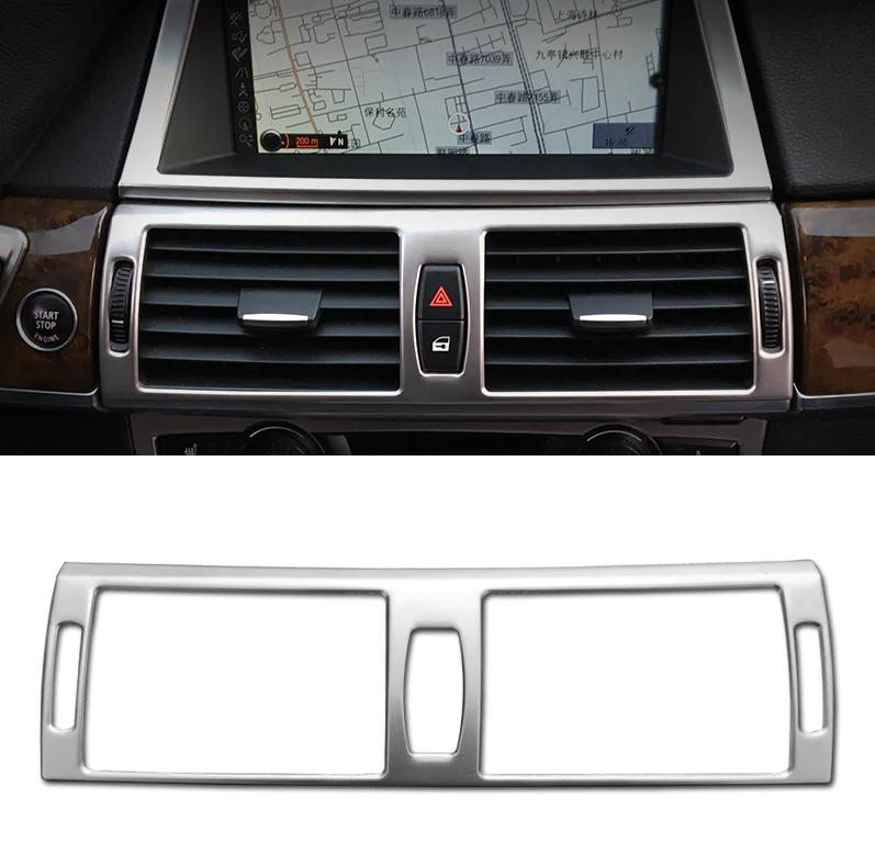 

2009 Middle Console Air Conditioner Outlet Frame Decorative Stainless Steel Interior Car Cover Trim Strip For BMW X5 E70 X6 E71