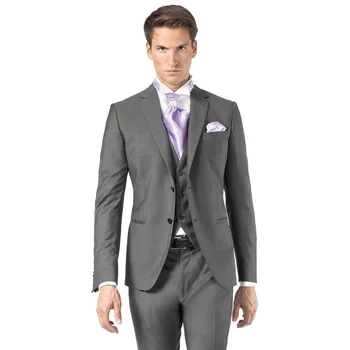 

Tailor Made Best Selling Light Gray Notch Lapel Two Buttons Terno Masculino High Quality Jacket Men Suits 3Pieces Slim A051
