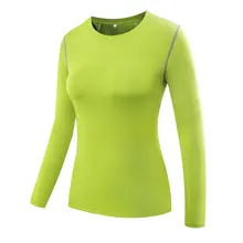 Для женщин тренажерный зал, фитнес, йога воздухопроницаемые рубашки Спортивное компрессионное белье с длинным рукавом футболки для бега Топы