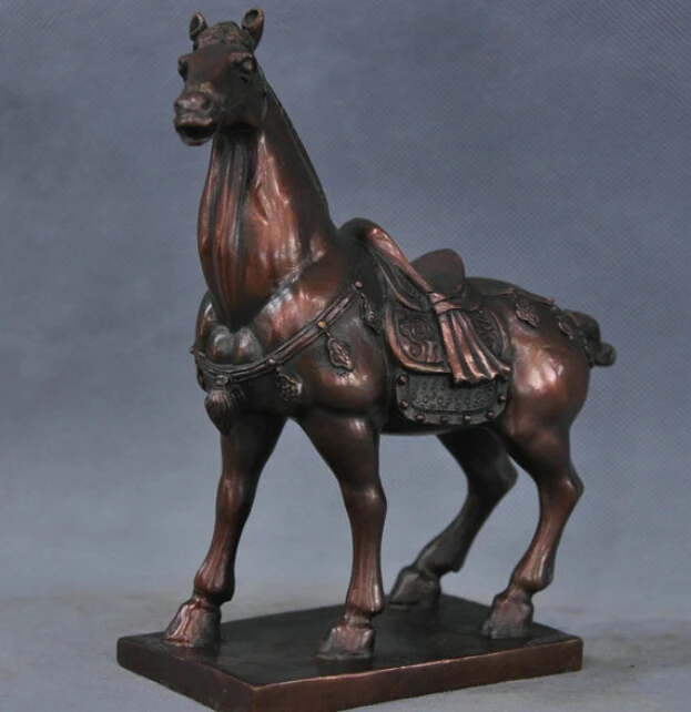 

9'' Chinese Zodiac Pure Bronze Vintage Horse Statue Figurine R0712
