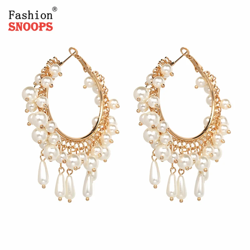 

Fashion earring good quality fashion design big round simulated pearl statement dangle Earrings for women