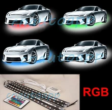 Car Chassis / LED Interior Light / Motorcycle Decoration Atmosphere Lamp Multi-Color RGB Remote Waterproof Strips – 4PCS(30MM)