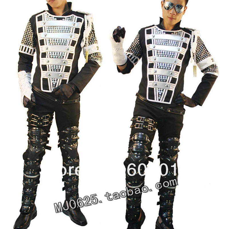 

HOT Free EMS Shipping MJ MICHAEL JACKSON Star Military History Punk Teaser Germany FULL SET Jacket / Amour/Glove Handmade GIFT