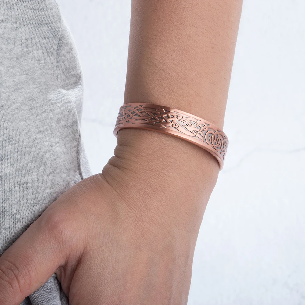 Bangle Bracelet Vinterly Viking Bracelets Women Energy Pure Copper Magnetic Bangles Male Unisex Vintage Adjustable Open Cuff Jewelry Resizable