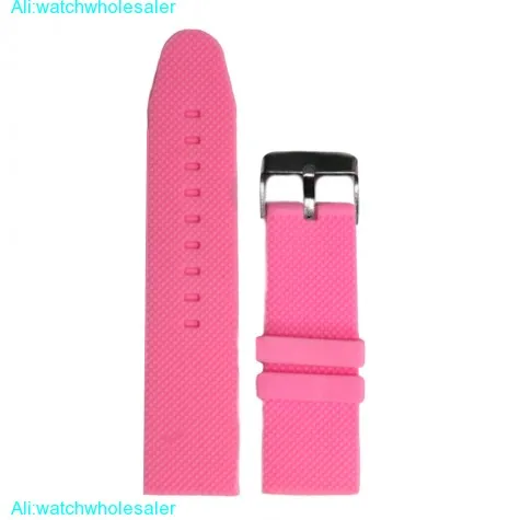 26mm Charm Pink Color Silicone Jelly Rubber Ladies Watch Band Straps WB1062O26JB