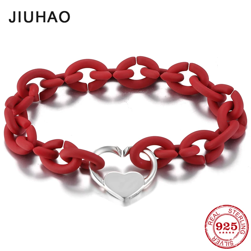 

925 Sterling Silver strand Bracelets charms Star Red Gifts for men Women accessories Orange European Jewellery Rubber Bracelet