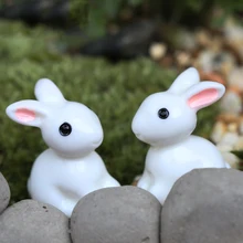 10pcs resin bunnies mixed garden miniatures cute crafts figurines garden decoration small white rabbit bunny