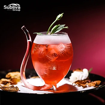 

300ML Beer Bar Supplies Beer Glass Red Wine Glass W/ Drinking Tube Straw Novelty Fashion