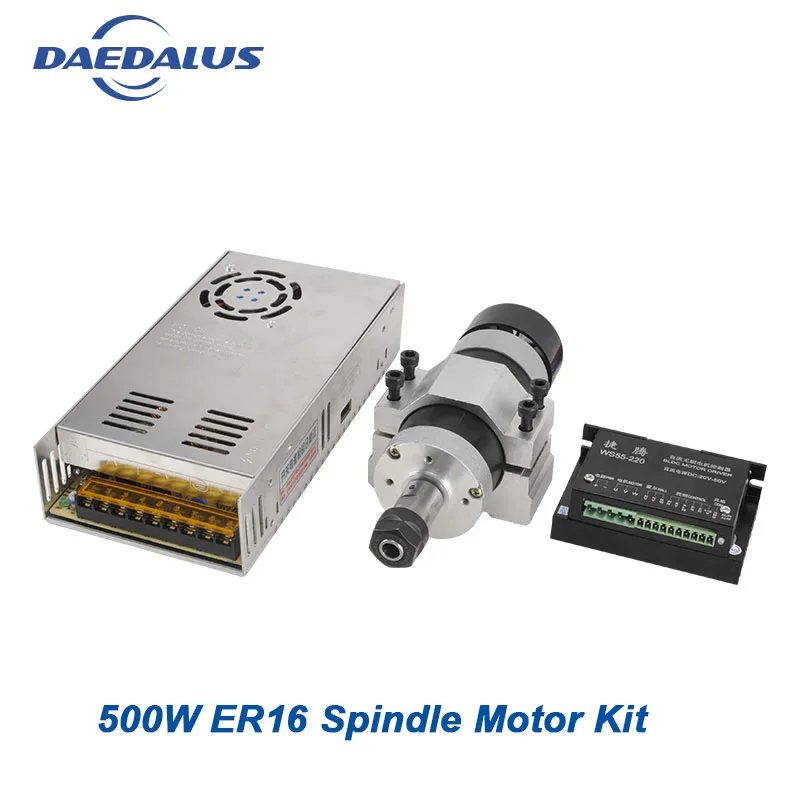

CNC Spindle 500W Brushless Air Cooled Motor 55MM Clamp AC Adjustable Power Supply Stepper Motor Driver Controller For Engraver