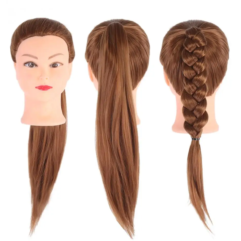 

26" Synthetic Fiber Hair Mannequin Head Hairdresser Braiding Practice Dummy Training Doll Heads Cosmetology Wig Head+Clamp Stand