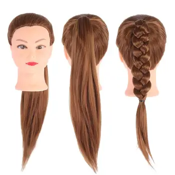 

26" Synthetic Fiber Hair Mannequin Head Hairdresser Braiding Practice Dummy Training Doll Heads Cosmetology Wig Head+Clamp Stand