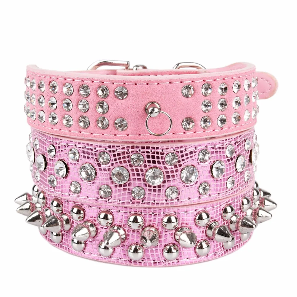 Pink Breakaway Small Cats Collars Kitten Leash Necklace Rhinestone