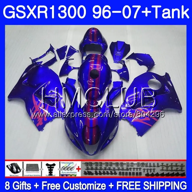 

Glossy blue Fairing For SUZUKI Hayabusa GSXR 1300 GSXR1300 96 02 03 04 05 06 07 26HM.19 GSX R1300 2002 2003 2004 2005 2006 2007