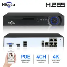 Hiseeu H.265 H.264 4CH 48V POE IP Camera NVR Security Surveillance CCTV System P2P ONVIF 8*2MP/4*5MP/ 4K Network Video Recorder