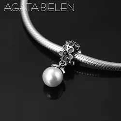 Горячие 925 пробы серебра круглой формы shell pearl Цветок прекрасный кулон бисер подходят оригинальный Пандора браслет ювелирных изделий