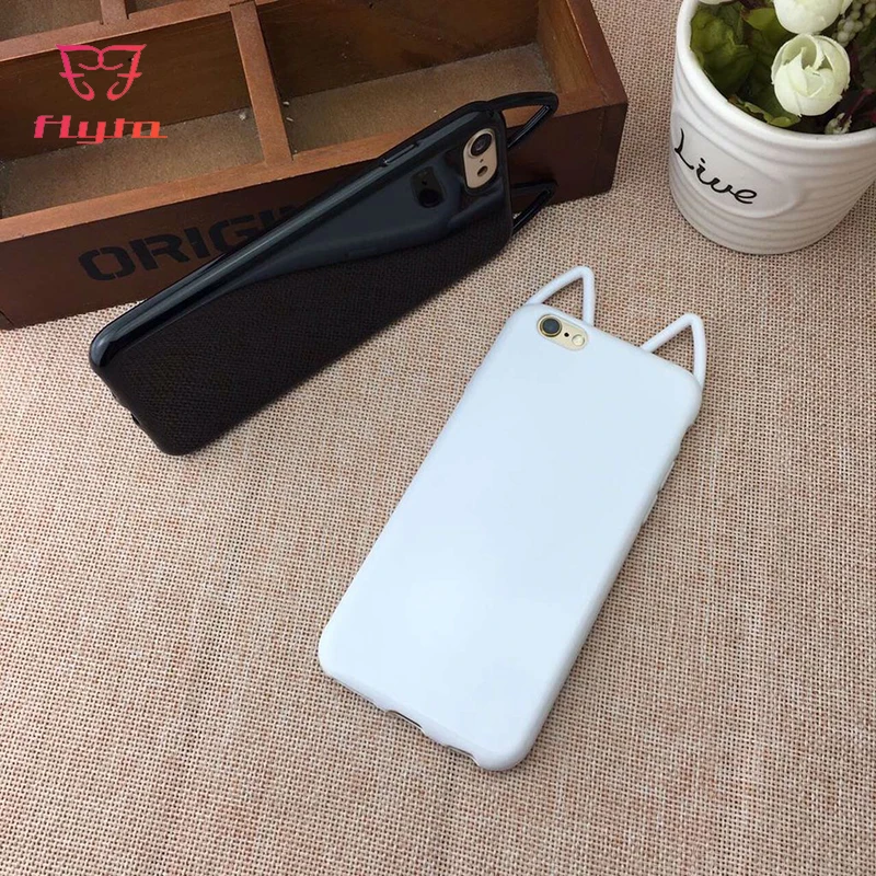 

FlyTo Case for IPhone 7 6s 6 Plus Simple and Stylish Solid Color Cat Ears Tpu Soft Shell IPhone Bag Case for IPhone 7 6s 6 Coque