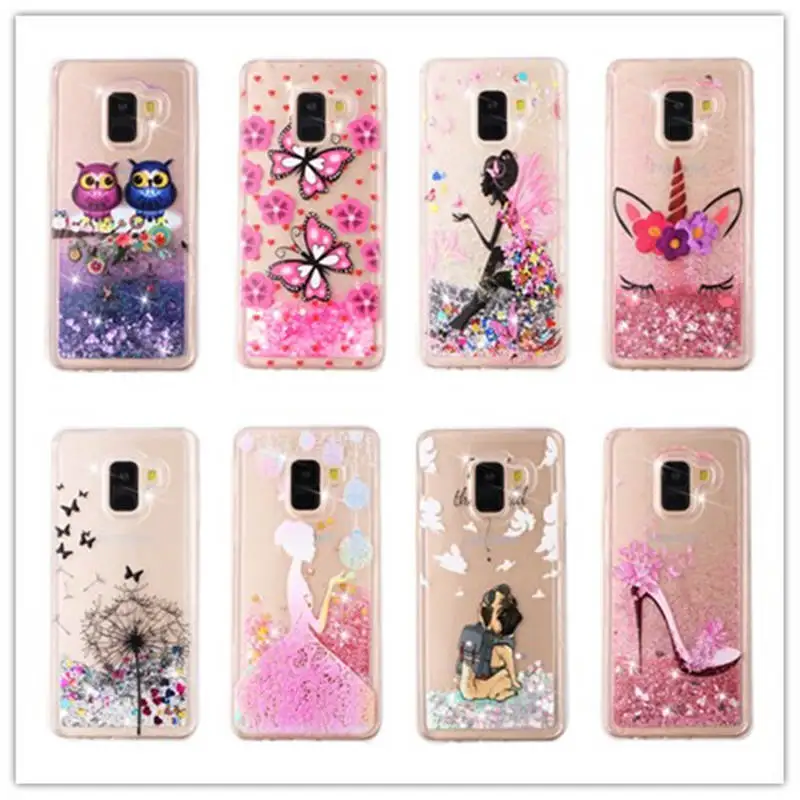 

For Samsung J4 Plus Case Liquid Glitter Case For Samsung Galaxy J4 J6 A6 Plus 2018 unicorn Dynamic Quicksand Star Soft TPU Cover