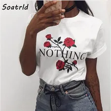 Camiseta femenina con estampado de rosas de Nothing, camisetas Harajuku para mujer, novedad de 2017, camiseta Punk de manga corta informal para verano